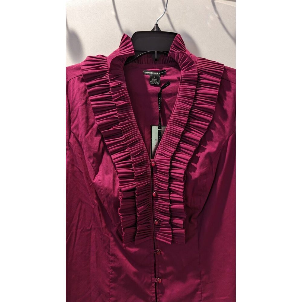 Renuar Berry Ruffle Trim Blouse Women's Size 6 - Picture 2 of 7